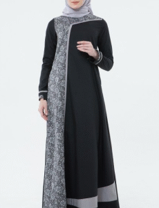 Women Dress Mix Grey Black with Motifs